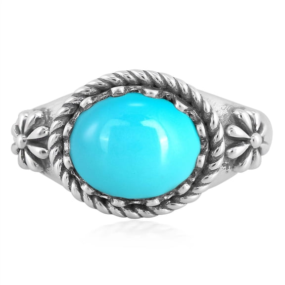 Sterling Silver Sleeping Beauty Turquoise East West Ring, Sizes 5 to 11