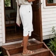 thumbnail image 6 of Women Shorts UK Summer Knee Length Bermuda Pants with Pockets Wide Leg Lightweight Breathable Capri Pants Casual Comfy Holiday Beach Shorts, 6 of 6