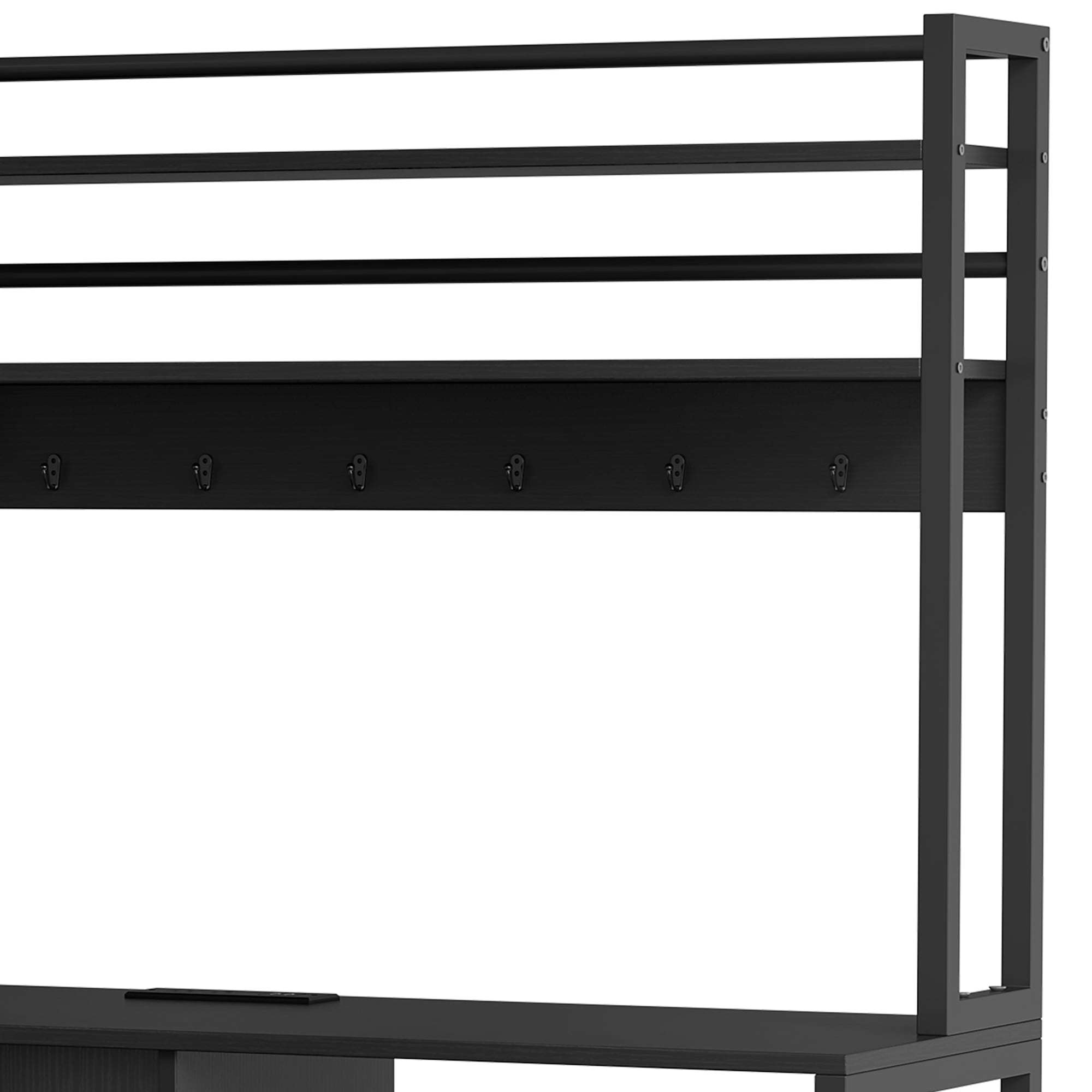Craftian 3-Tier Mini Fridge Bakers Rack with 10-gal Trash Cabinet & Charging Station, Black