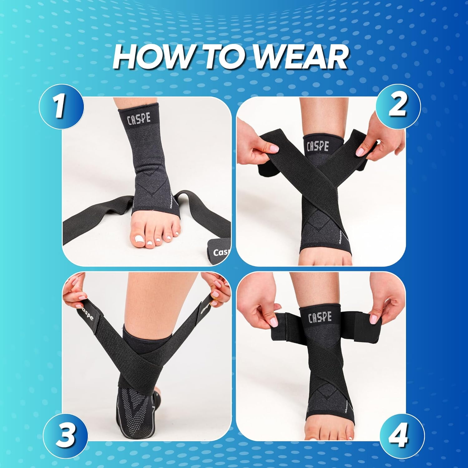 Caspe 2 Pack Breathable Ankle Brace with Adjustable X-Strap – 3D Knit Compression Support for Men & Women, Workout, Sports & Daily Use