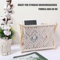 thumbnail image 5 of Boho Rope Woven Magazine Rack, Scandinavian Newspaper Rack, Foldable Wooden Storage Shelf Basket, Handmade Multi-Purpose Organizer for Home Decor, 5 of 5