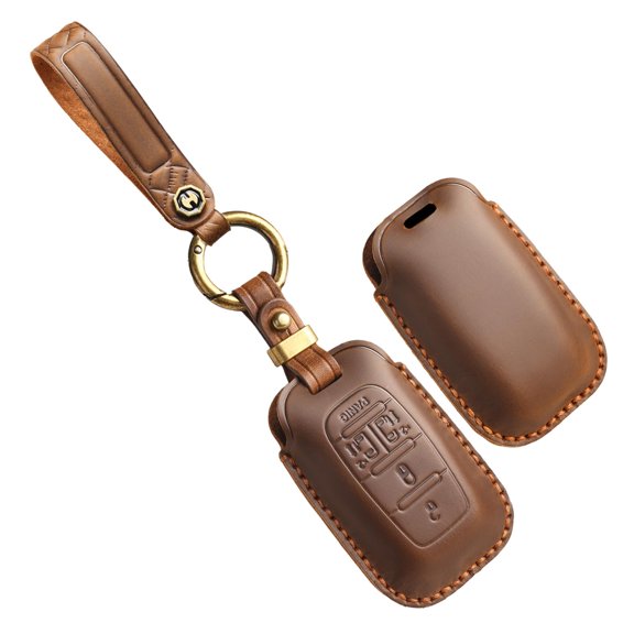 Key Fob Cover Compatible with Fit for Chrysler Pacifica 2017-2025 Voyager 2023-2025 Leather Shockproof Anti-Scratch Keychain Case Holder Protector