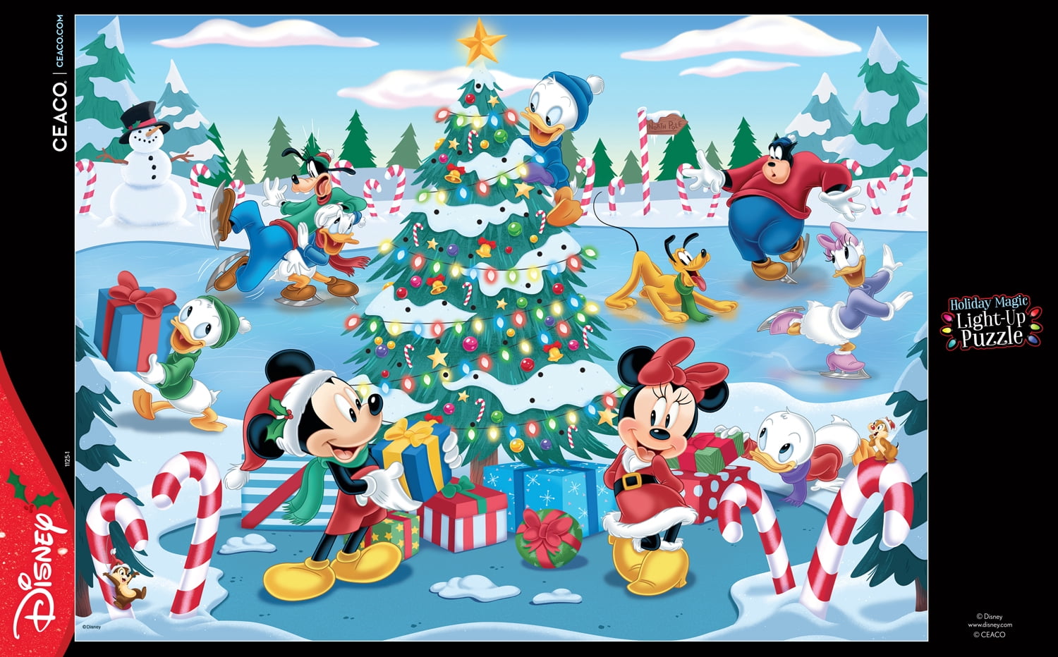 Ceaco Disney Mickey and Friends Holiday Magic Light Up 500-Piece Interlocking Jigsaw Puzzle