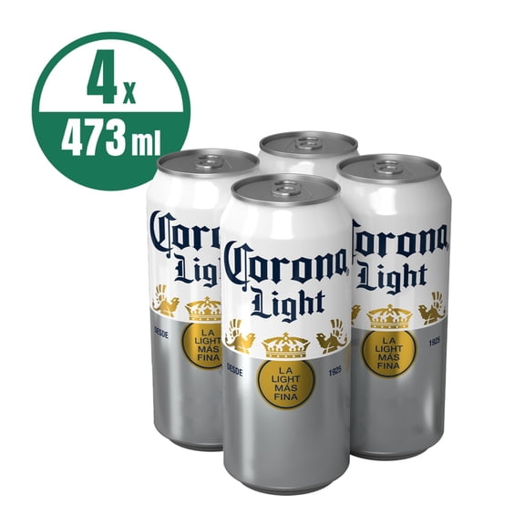 Cerveza clara Corona Light 4 latas de 473 ml c/u