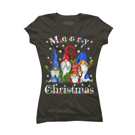 

Gnome Christmas Pajamas Juniors Charcoal Gray Graphic Tee - Design By Humans L