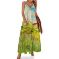 thumbnail image 1 of Hermosas colinas y cielo; Vestido de paisaje de pintura acrílica Vestido sin mangas Vestido de mujer de verano, 1 of 7