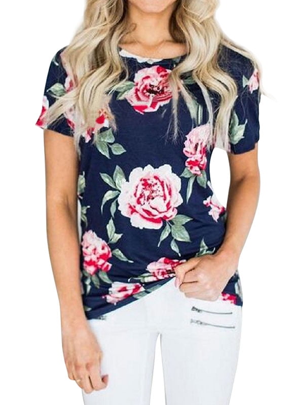 Mens T-Shirt Juice Floral Print Flower Crew Neck Tee Top