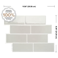 Smart Tiles Peel and Stick Backsplash, 5 Adhesive Tiles, Metro Grey, 11.55"x8.38"