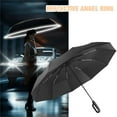 thumbnail image 3 of Ring Buckle Umbrella, 2025 Upgrade Windproof Reverse Folding Umbrella with Reflective Safety Strip Carabiner Handle, Portable Reverse Folding Automatic Umbrella with 10 Ribs for Sturdy Windproof, 3 of 8