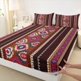 thumbnail image 3 of jejeloiu Southwestern Aztec Geometric Full Size Sheets,Red Brown Black Bed Sheets For Girls Boys 4pcs, 3 of 7