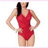 Miraclesuit Pin- Point Oceanus Allover Slimming One Piece Swimsuit Red, 16