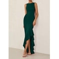 thumbnail image 3 of Vestido largo PRETTYGARDEN 2025 sin mangas con volantes, diseño de sirena, color verde, 3 of 9