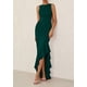 thumbnail image 3 of Vestido largo PRETTYGARDEN 2025 sin mangas con volantes, diseño de sirena, color verde, 3 of 9