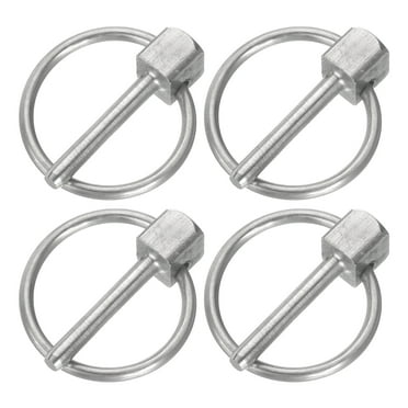 4Pack 1/8" x 3/4" Linch Pin with Ring, Stainless Steel Round Linch Pins, Silver