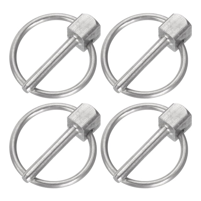 Paquete de 4 Pasadores de Seguridad Redondos de Acero Inoxidable de 1/8" x 3/4" con Anillo, Plateados