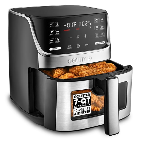 Gourmia 7 QT Digital Air Fryer with Easy View Window, 12-One Touch Presets