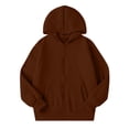 thumbnail image 4 of NAISIBABY Girls' Fleece-Lined Hooded Zip-Up Sweatshirt – Solid Color Long Sleeve Casual Jacket Coffee Size 7, 4 of 9