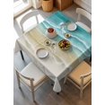 thumbnail image 6 of Turquoise Summer Beach Coastal Table Cloth, Waterproof Tablecloth for Square Tables, Nautical Beige Seaside Reusable Washable Fabric Table Cover for Restaurant Kitchen Dining Tables 54"x54", 6 of 9