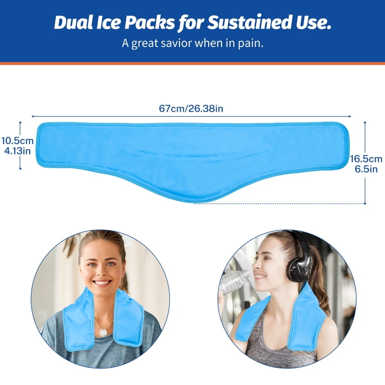 Lefeke Large Reusable Neck Ice Pack, Plush Cold Compress Wrap for