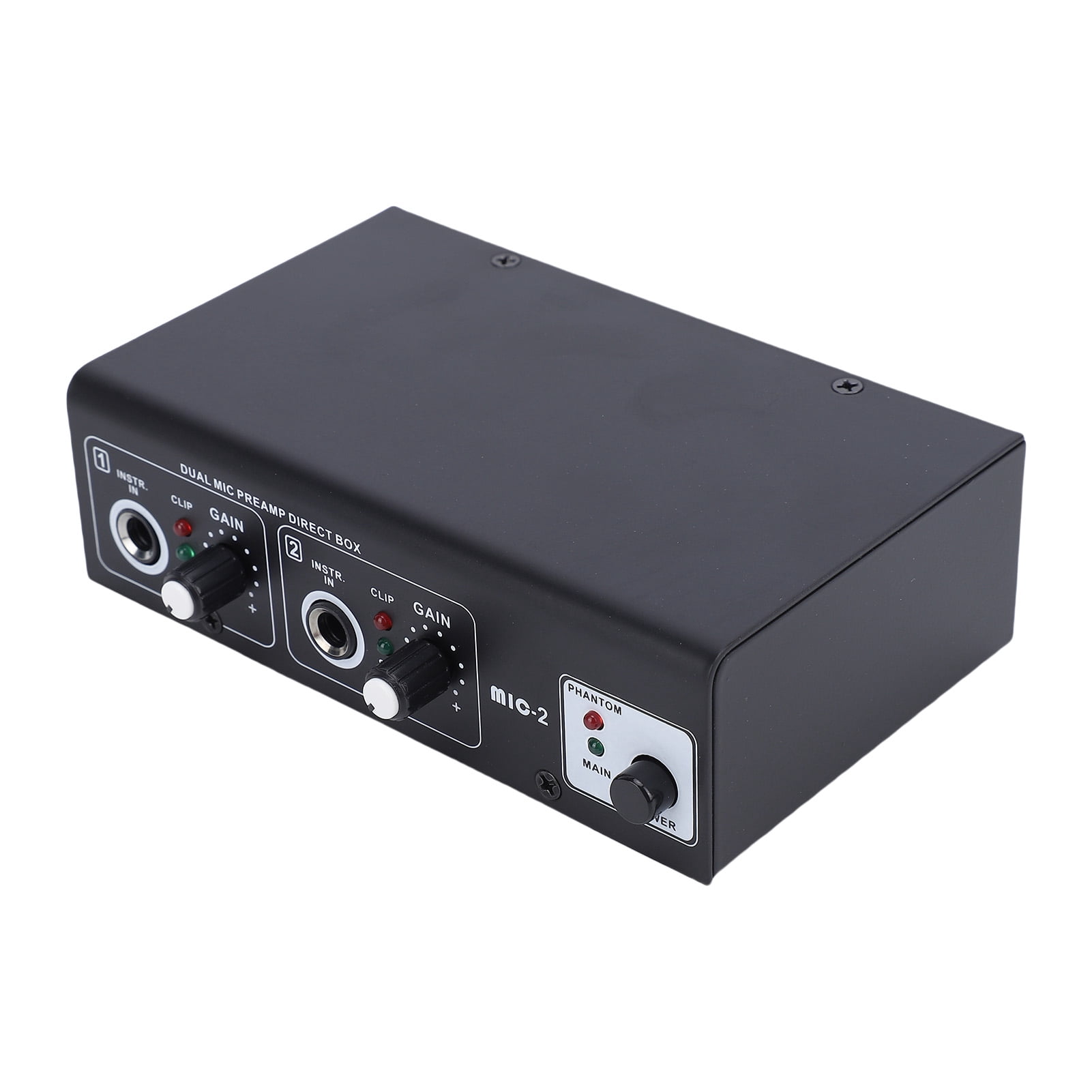 Yajisi 2 Channel Microphone Preamp Mic Preamplifier XLR Inputs Phantom Power Metal Shell for Recording Live Performances Black EU Plug (5.5 inches / 14 cm)