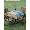 thumbnail image 5 of Summer Beach Outdoor Tablecloth with Umbrella Hole, Coastal Ocean Waves Starfish Shell Spillproof Waterproof Outdoor Table Cover, Patio Tablecloths for Party/Garden/Picnic, Square 54"x54", 5 of 9