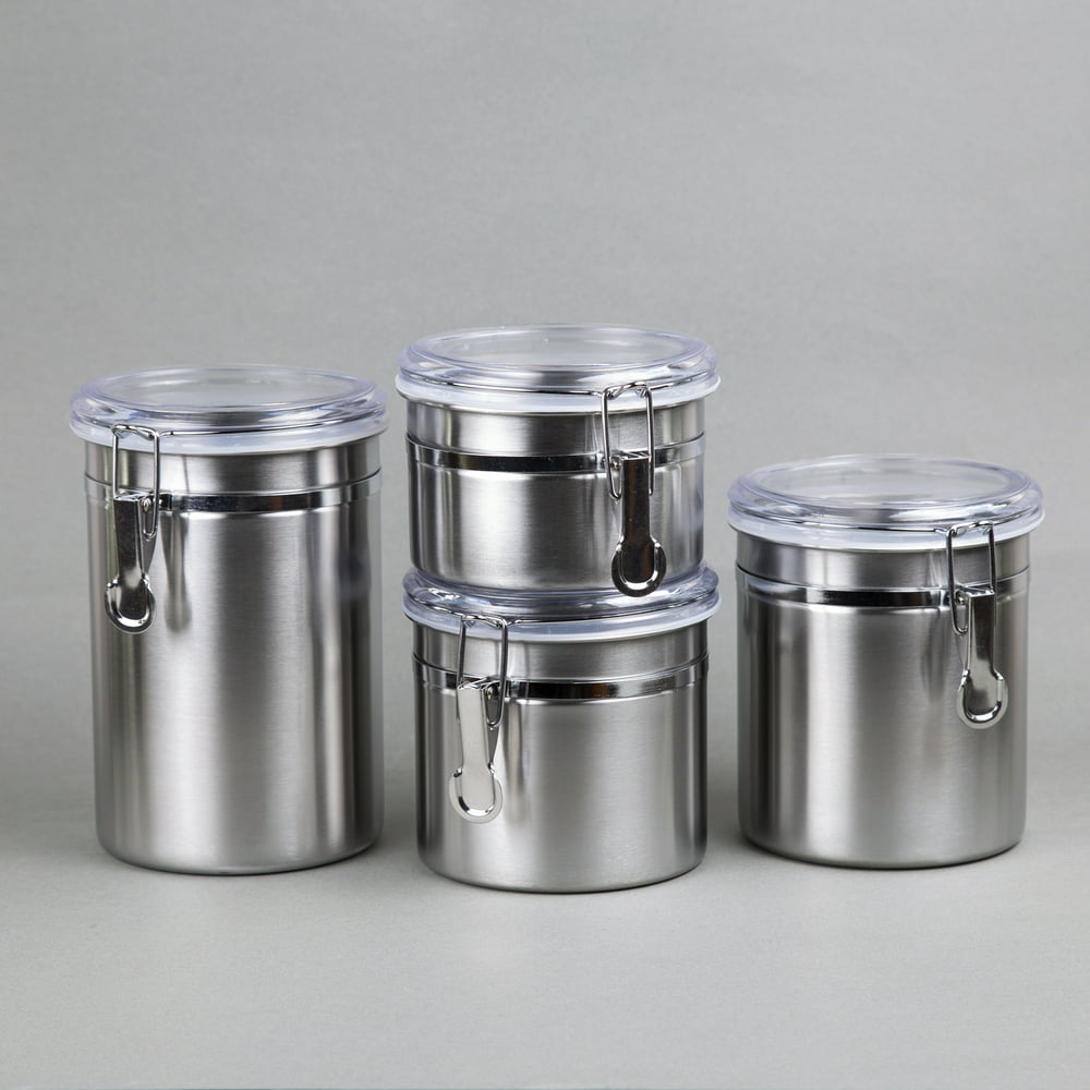 Creative Home Set of 4 Pieces Stainless Steel Canister Container Set ...