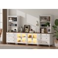 thumbnail image 5 of White Farmhouse Wall Unit TV Stand with Glass Doors & Drawer, Entertainment Center with Bookshelves for TVs up to 75", Media Console Table for Living Room, Bedroom & Home Theater, 5 of 6