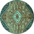 thumbnail image 1 of Ahgly Company Machine Washable Indoor Round Persian Turquoise Blue Traditional Area Rugs, 6' Round, 1 of 4