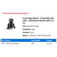 thumbnail image 2 of Front Engine Mount - Compatible with 2009 - 2020 Nissan Murano AWD 3.5L V6 2010 2011 2012 2013 2014 2015 2016 2017 2018 2019, 2 of 2