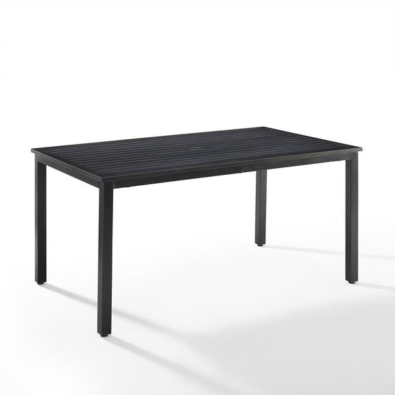 Outdoor Metal Dining Table - Patio Table with Umbrella Hole - Modern Lawn Table 60x37
