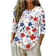 thumbnail image 7 of YFNNUP 4th of july Shirts for Women 3/4 Length Sleeve Tunic Tops Patriotic American Flag Round Neck Shirt 2026 Independence Day Gift Red XXXL, 7 of 7