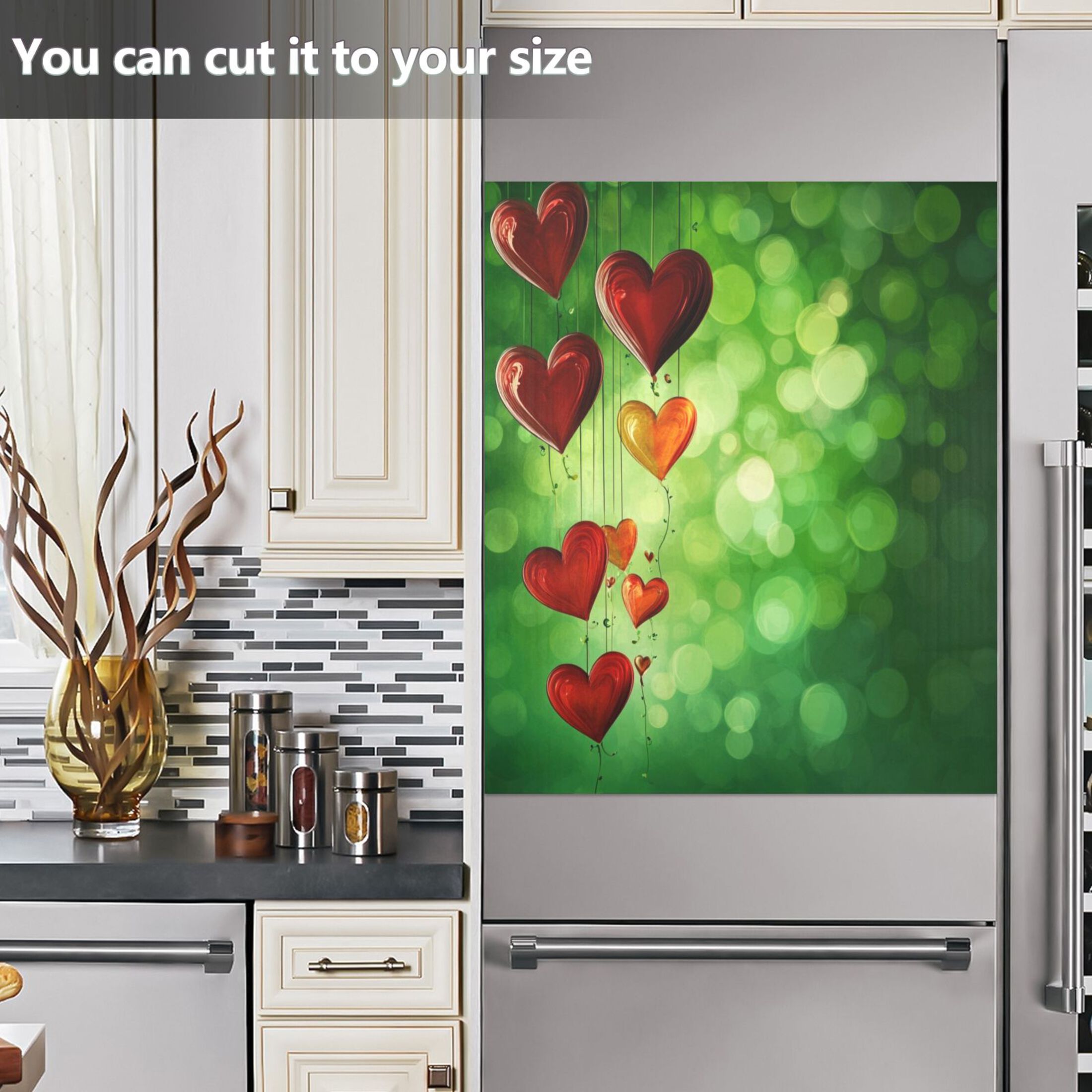 Dishwasher Magnetic Sticker 23x26 Inch Refrigerator Magnetic Sticker Washing Machine Magnetic Sticker Kitchen Panel Magnetic Sticker Home Decor Beautiful Green Love Pattern