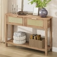thumbnail image 6 of Zzistar Rattan Console Table for Entryway - 43" Boho Sofa Table with 2 Drawers & Lower Shelf, Mid-Century Modern Hallway Table, Slim Farmhouse Accent Table for Living Room, Bedroom, 6 of 6