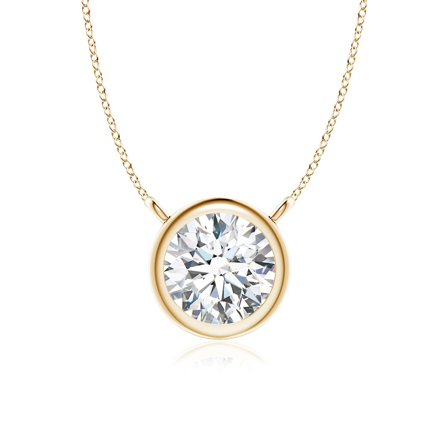 Angara - Bezel-Set Round Diamond Solitaire Necklace in 14K Yellow Gold ...