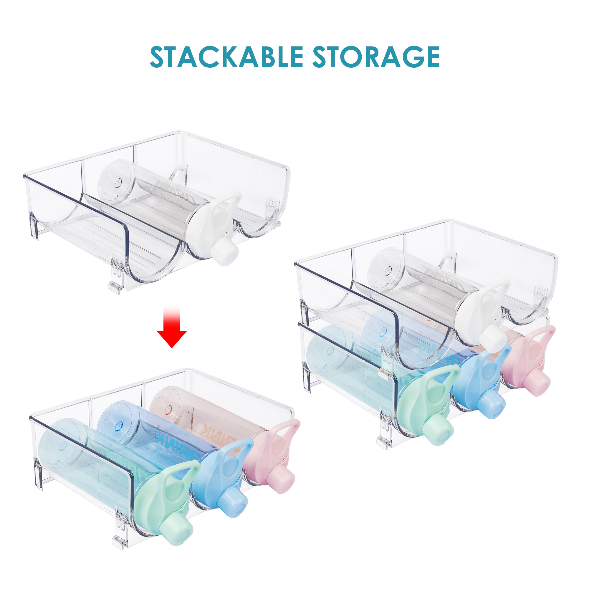 Buy Vtopmart Plastic Water Bottle Organizer, 2 Pack Stackable Bottle ...