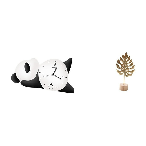 Reloj de pared,Reloj de pared de panda,decoración para el hogar,lindo y creativo.,Escultura de hoja,Estatua de hoja de metal,escultura de hoja,decoración para el hogar,Figura artística de