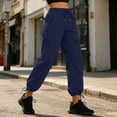 thumbnail image 4 of GUACER Women's Cargo Joggers Elastic Waist Drawstring Utility Pants with Pockets Trousers, 4 of 6