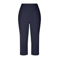 thumbnail image 4 of JLFKNG Womens Pants Simple Solid Color Elastic Sports Yoga Pants Breathable Slim Fit Trousers Mid Calf Length Wide Leg Suitable For Beach, Dates, 4 of 6