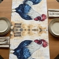 thumbnail image 5 of Blue Vintage Rooster 72 Inch Table Runner, Pastoral Elegant Animals Watercolor Farmhouse Dresser Scarf Cotton & Linen Tablerunner for Dining/Kitchen Island/Holiday Party Décor 13" x 72", 5 of 9