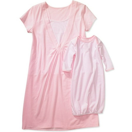 Maternity Baby and Me Nursing Gown, 2-Piece Set