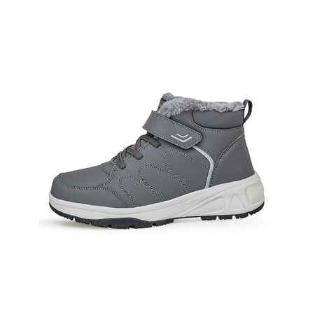 

Lacyhop Mens Warm Booties Magnetic Snow Boots Comfort Winter Boot Travel Slip Resistant Ankle Bootie Cold Weather Plush Lined Casual Shoe Gray 7.5