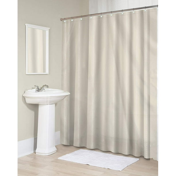 Splash Home Sheer Fabric Microfiber Shower Curtain Or Liner with 12
