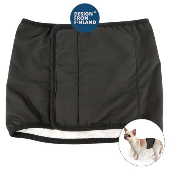 FINNERO JUSTINCASE Reusable Dog Diapers for Male Dogs, Leak-Free Dog Belly Bands, Washable Cloth Diaper Belt, Escape-Proof Pet Diapers for Puppies & Senior Dogs, Black Dog Wraps (Large)