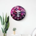 thumbnail image 4 of 14 Inch Wall Clock Battery Operated Silent Clock Decorative for Office, Kitchen, Outdoor, Living Room，Skull Flowers on Black ink Stripes Elegant, 4 of 4