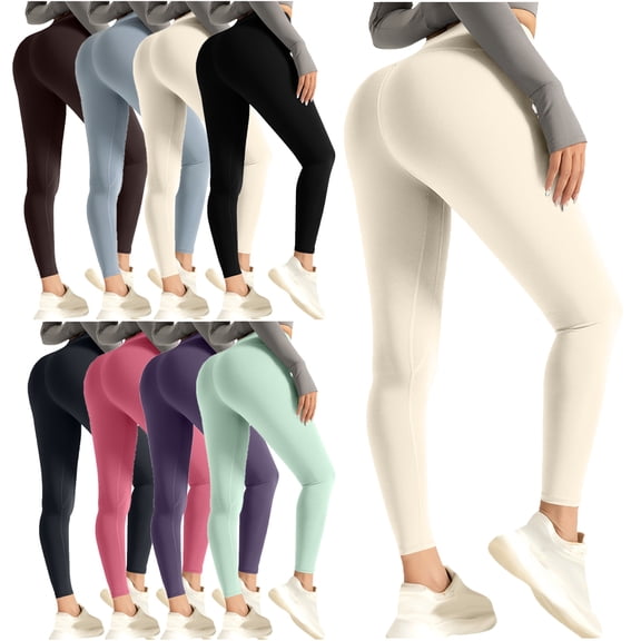 SYwaren Yoga Pants for Women High Waist Butt Lifting Full Length Solid Color Stretchy Workout Fitness Gym Athletic
