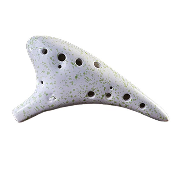 black Ocarina de 12 agujeros con forma elegante, Ocarina de cerámica en Alto C, Ocarina moteada, aprendizaje para principiantes, regalo de Navidad azul