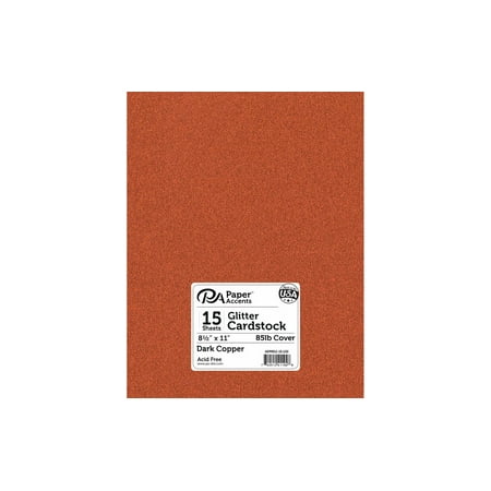 UPC: 0740512411948 | Paper Accents Glitter Cardstock 8.5 x 11  85lb 15pc Dark Copper