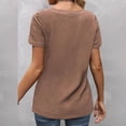 thumbnail image 6 of Tiqkatyck Women Summer Tops Clearance, Womens Fashion V Neck Button Pocket Short Sleeve Contrasting Color T Shirt Fashion Loose Tops for Women Trendy, T Shirts for Women Khaki M, 6 of 6