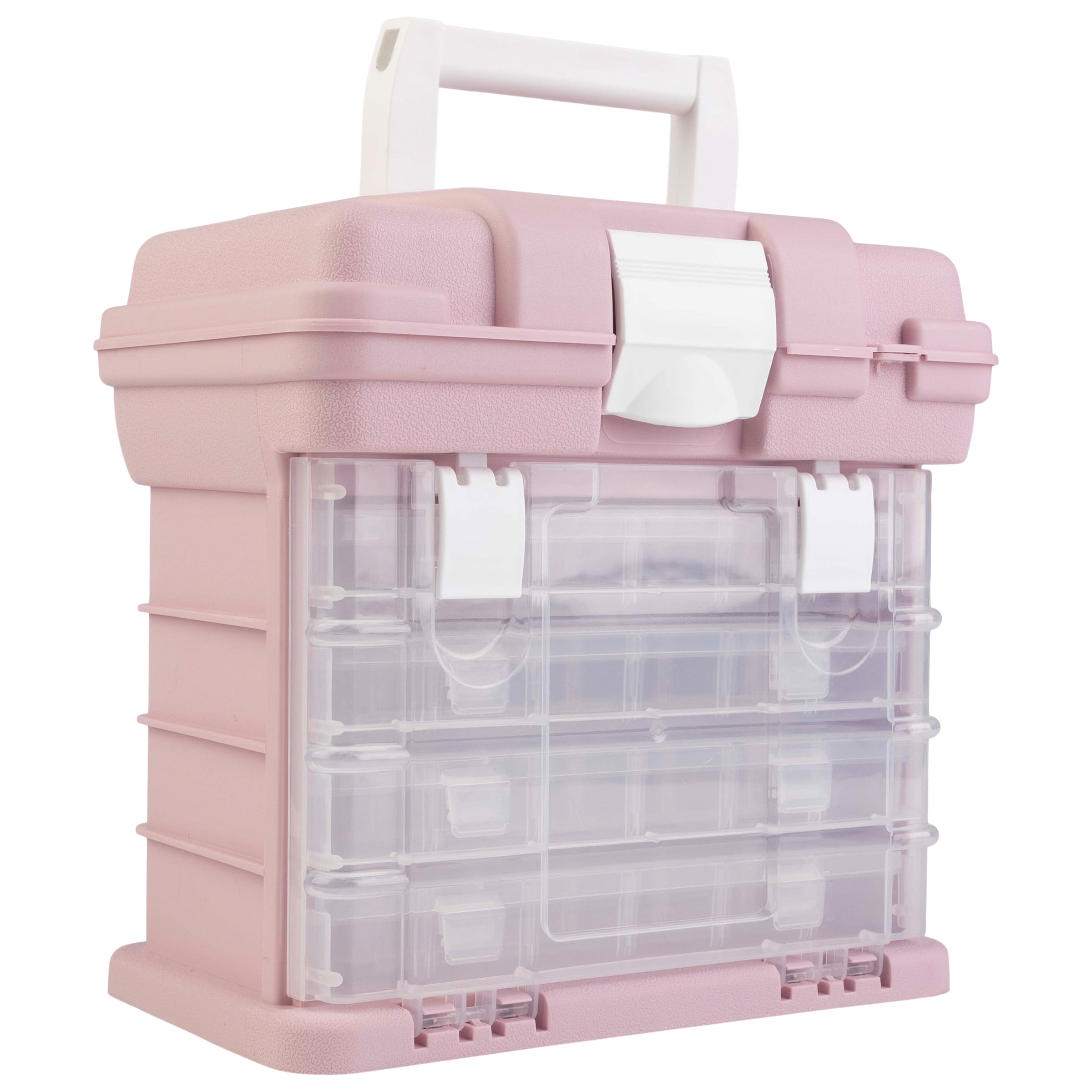 Stalwart Small Parts Organizer Toolbox for Hardware, Tackle or Crafts, Pink