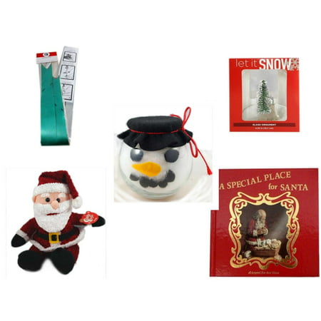 Christmas Fun Gift Bundle [5 Piece] - Myco's Best Pull Bows Set of 10 - Let It Snow Glass Ornament Deer - Anchor Hocking Glass Snowman Head Bowl - Cuddly Cousins Santa  8